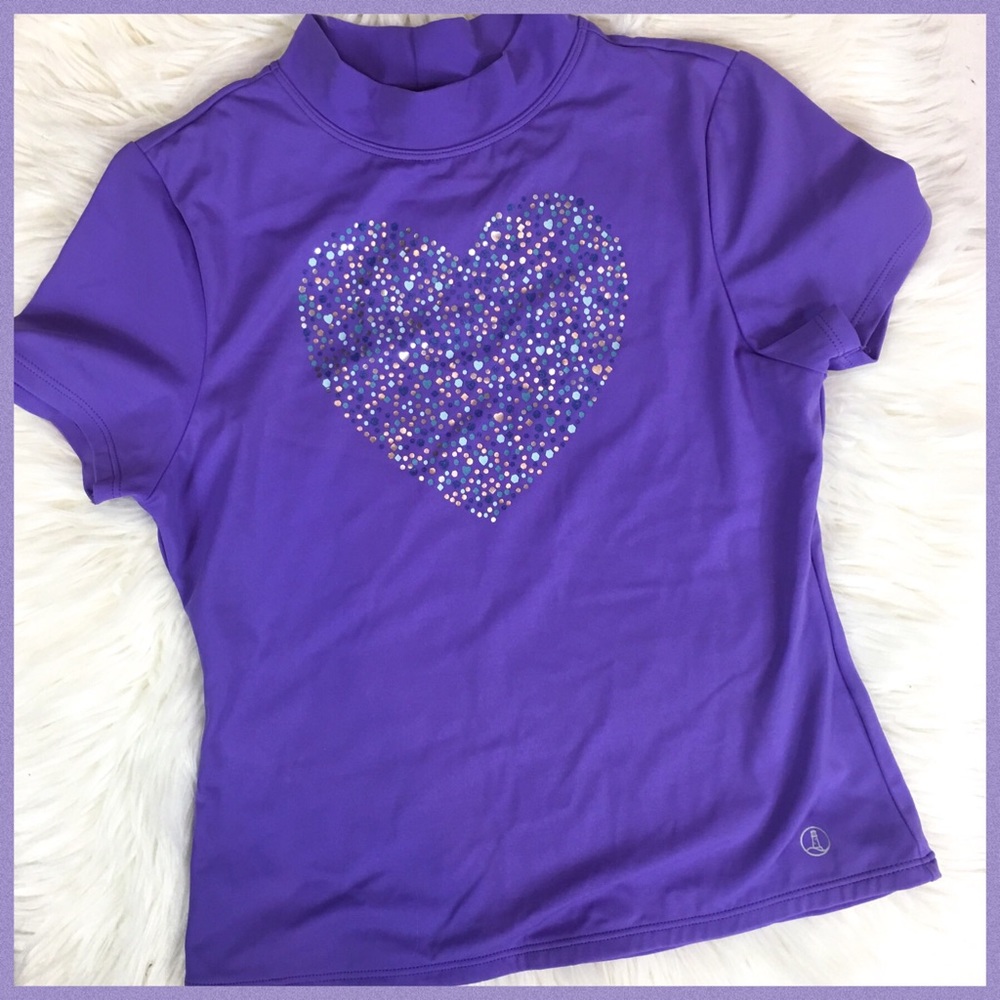 Lands’ End Purple Sequin Rash Guard Sz M 10/12